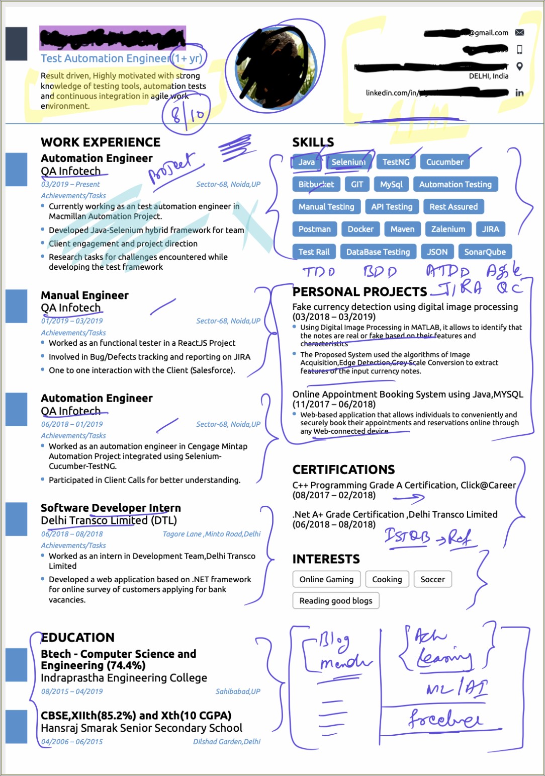 Resume Samples For Testing Engineers