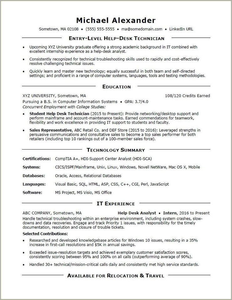 Resume Templates For Tech Jobs