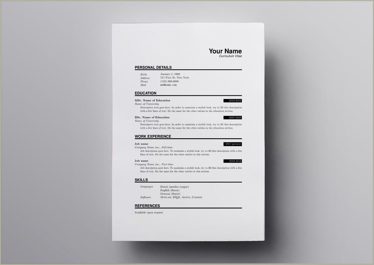 Resume Templates With Job Descriptions