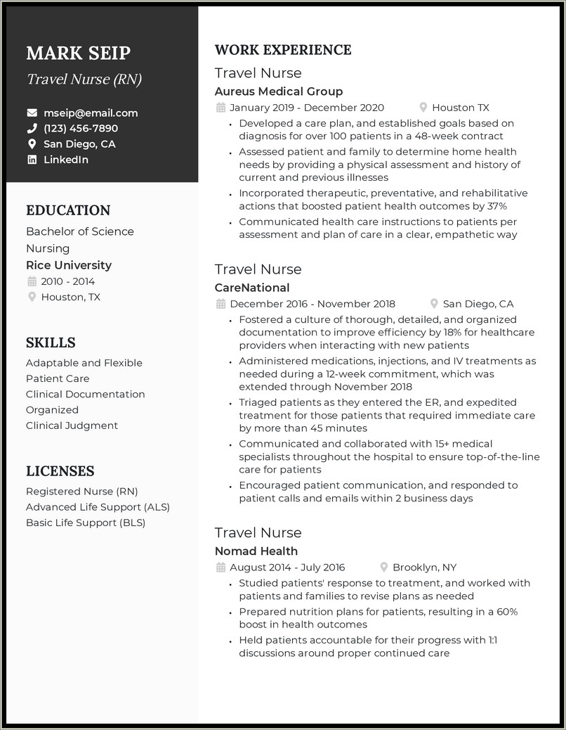 Skills Section Of Nursing Resume