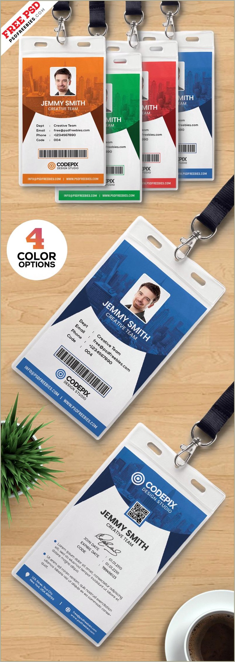 Vertical Id Card Template Psd Free Download
