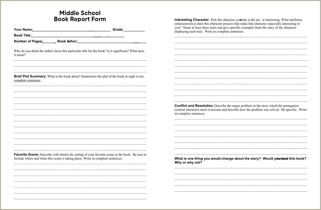 ﻿free Printable Book Report Template 2nd Grade