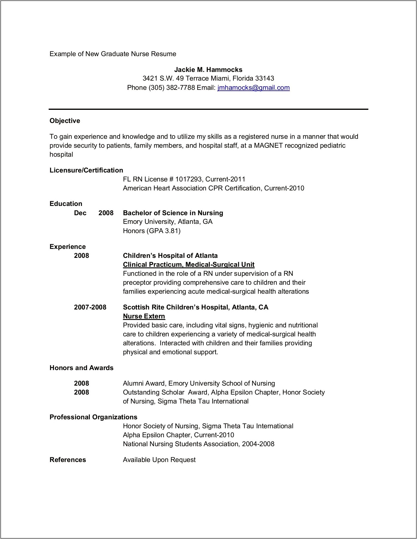 Awards On A Resume Example