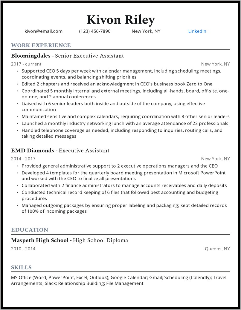 Best Executive Assistant Resume 2014