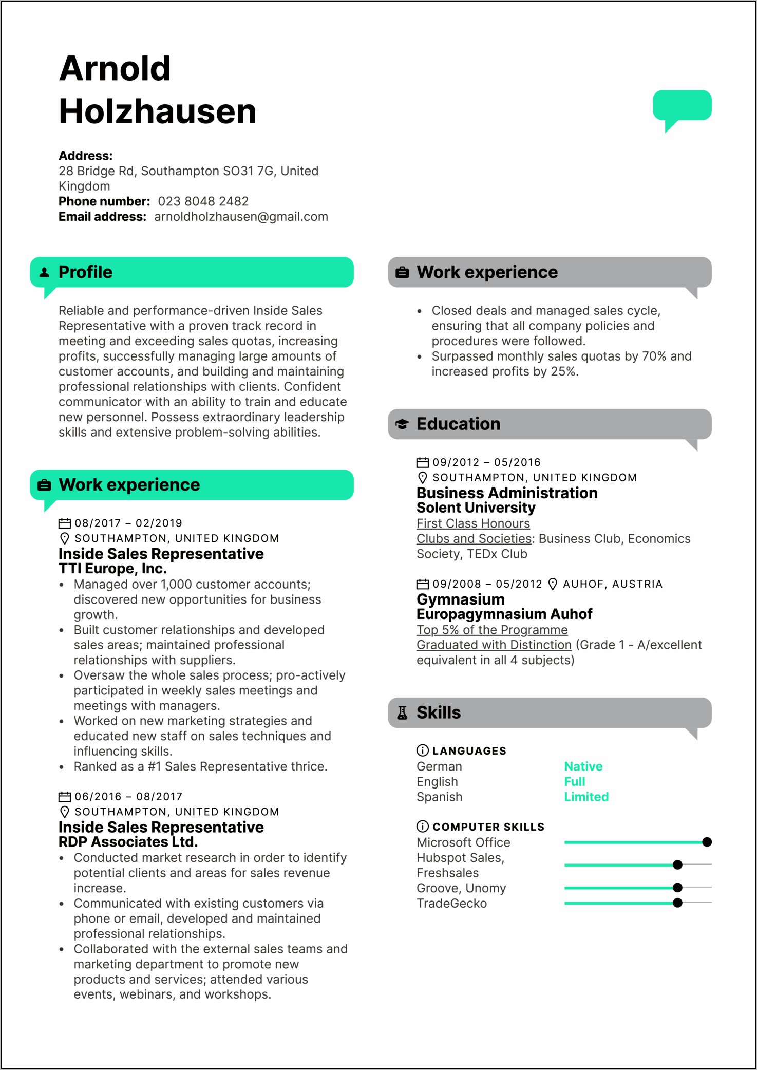 Best Resumes For Inside Sales