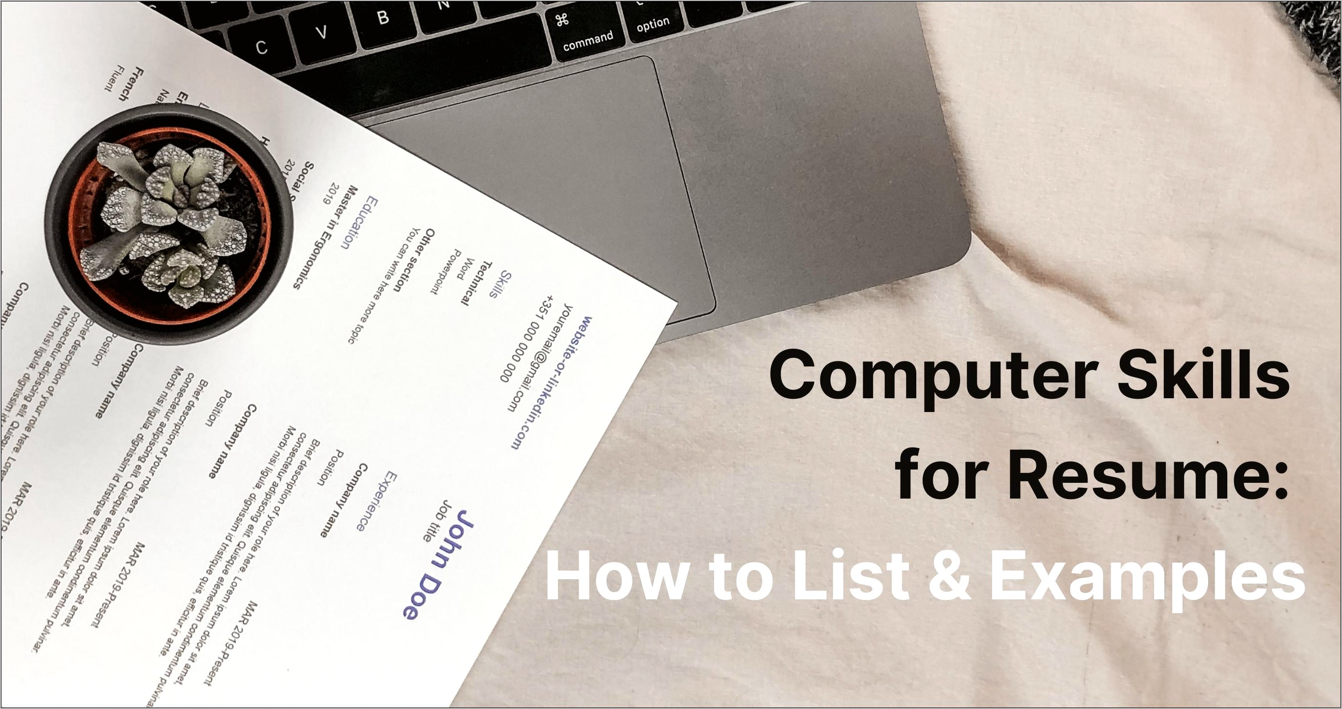 Common Computer Skills List Resume