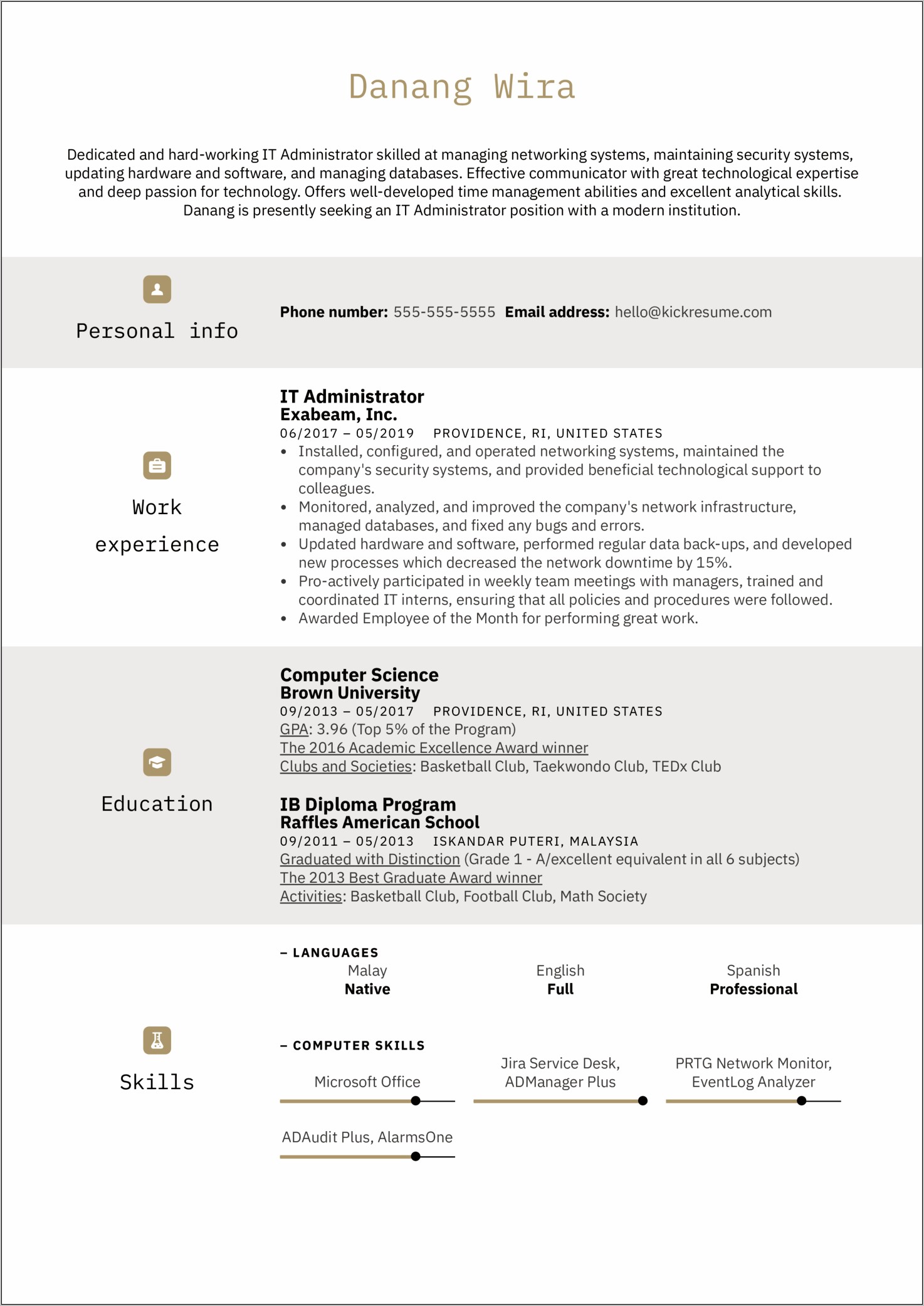 Computer Knowledge On Resume Example