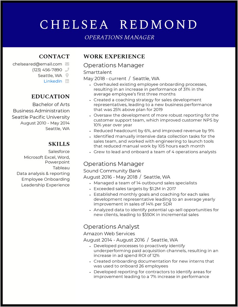 E Commerce Sales Manager Resume