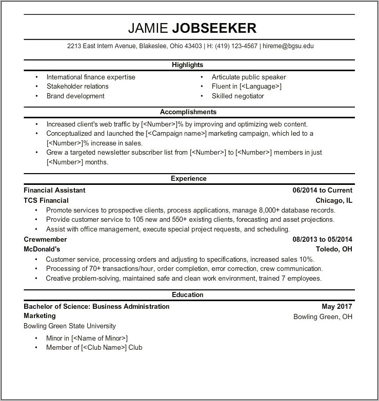 Entrepreneurship Experience On Resume Example