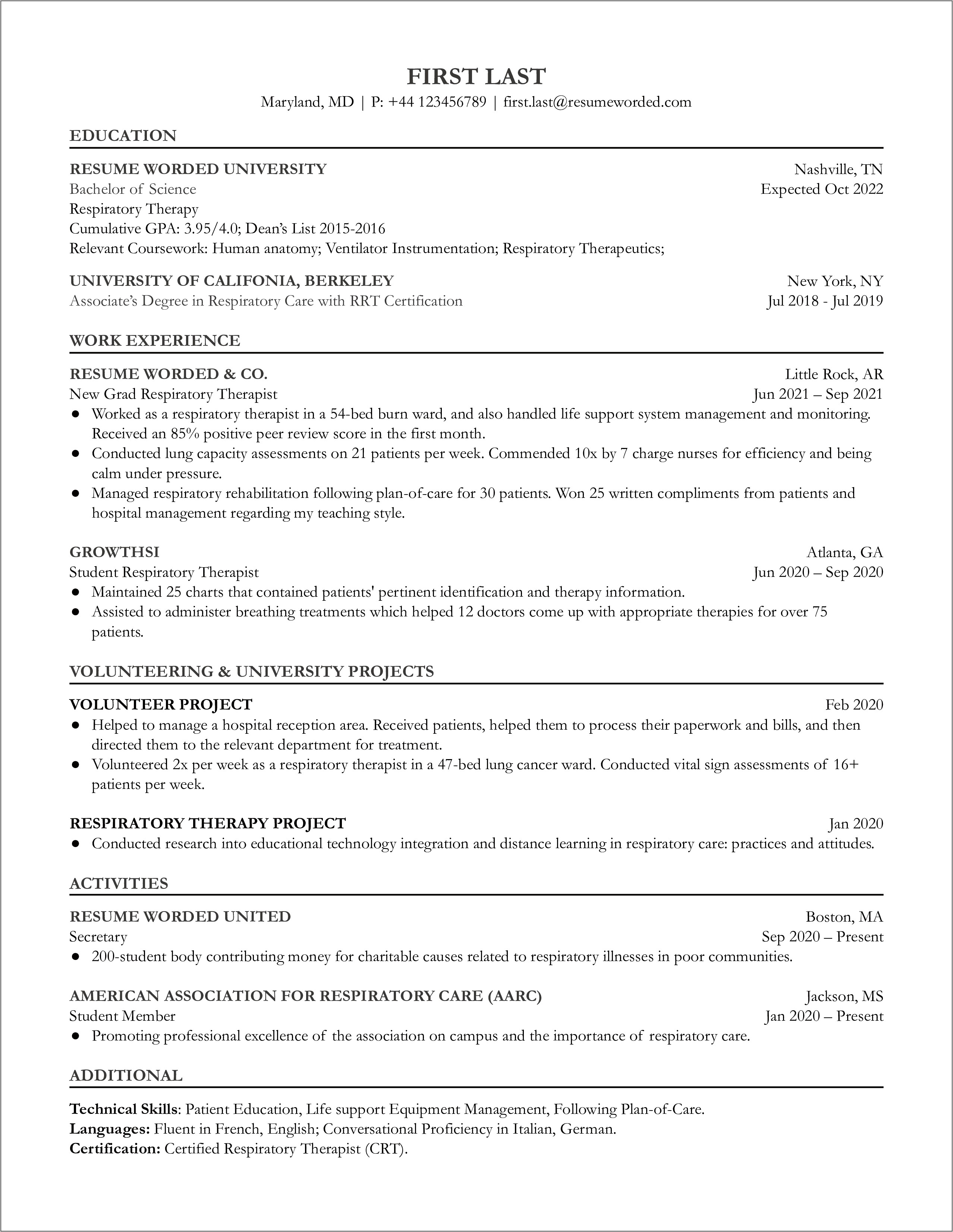 Entry Level Cota Resume Samples