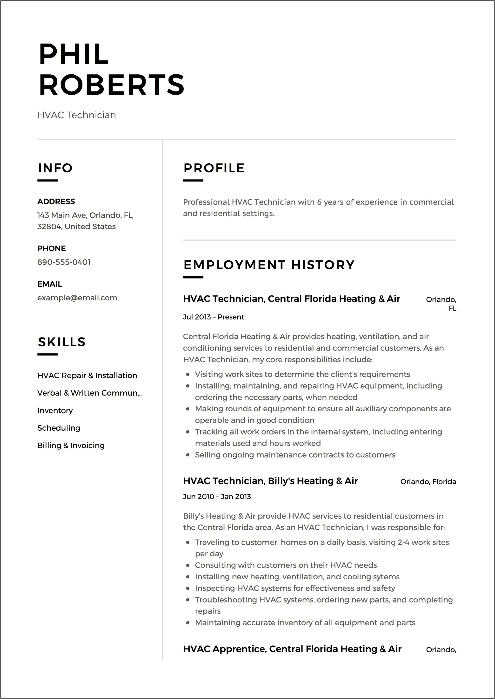 Entry Level Maintenance Resume Examples