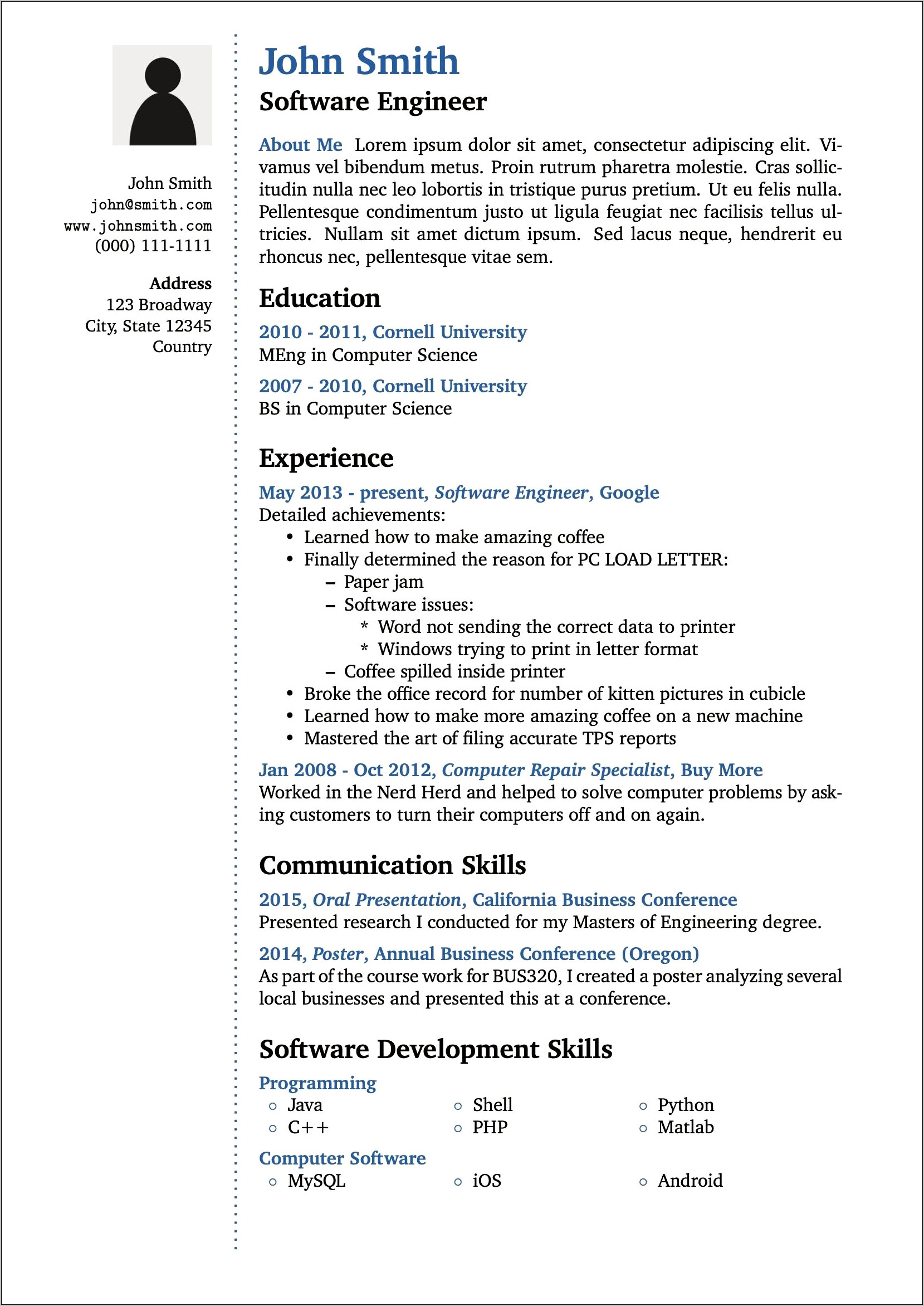 Example Resume Business Graduate School