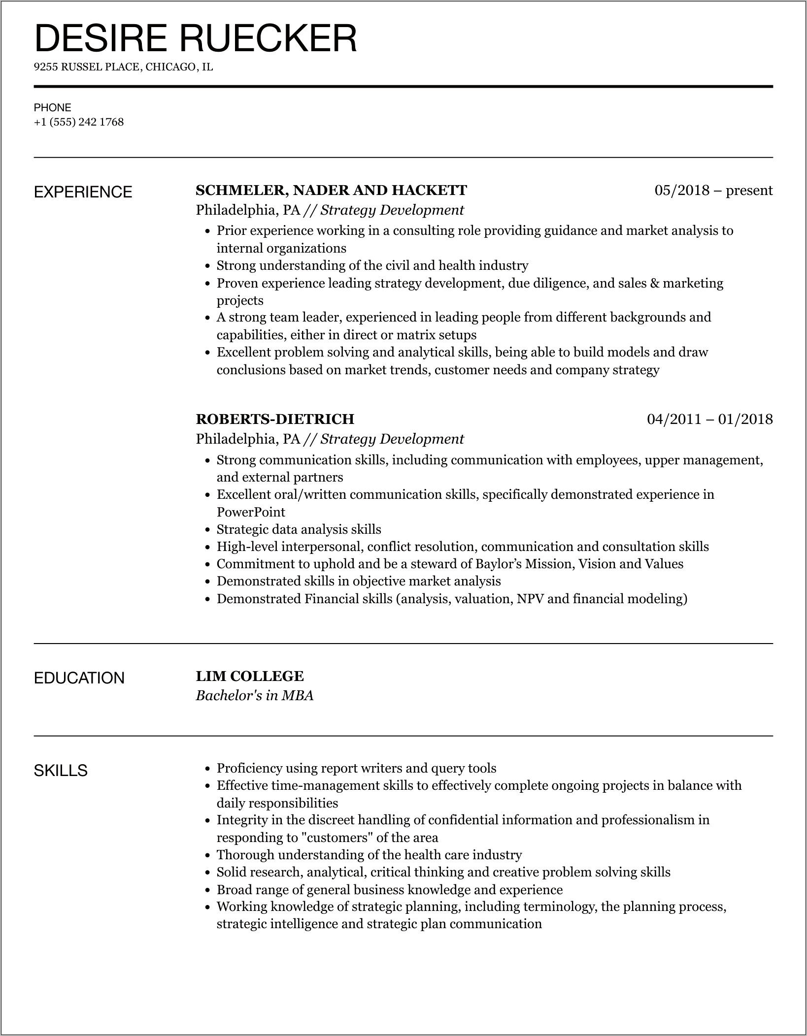 Experience Objective In Resume& 39