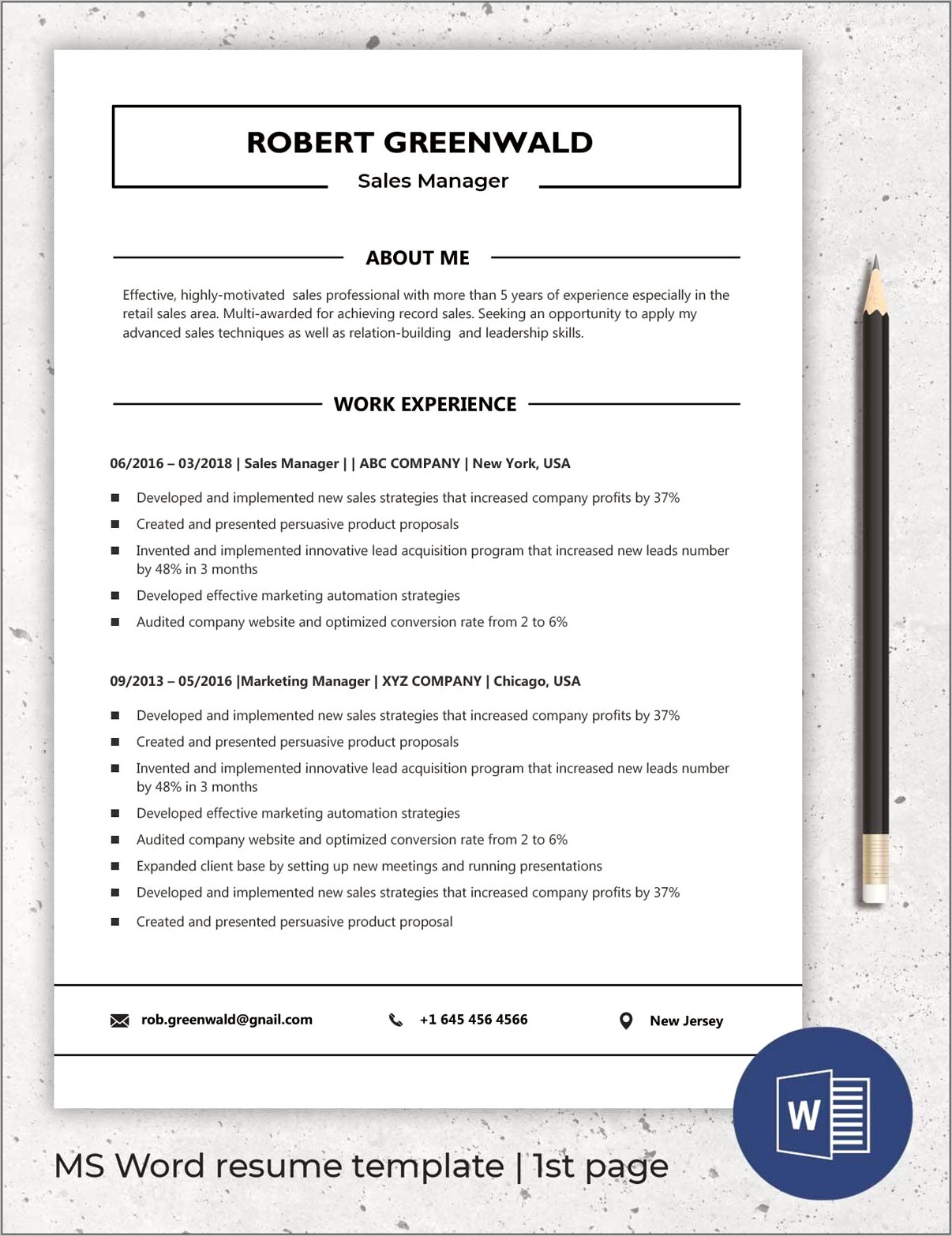 Free Microsofy Word Resume Template