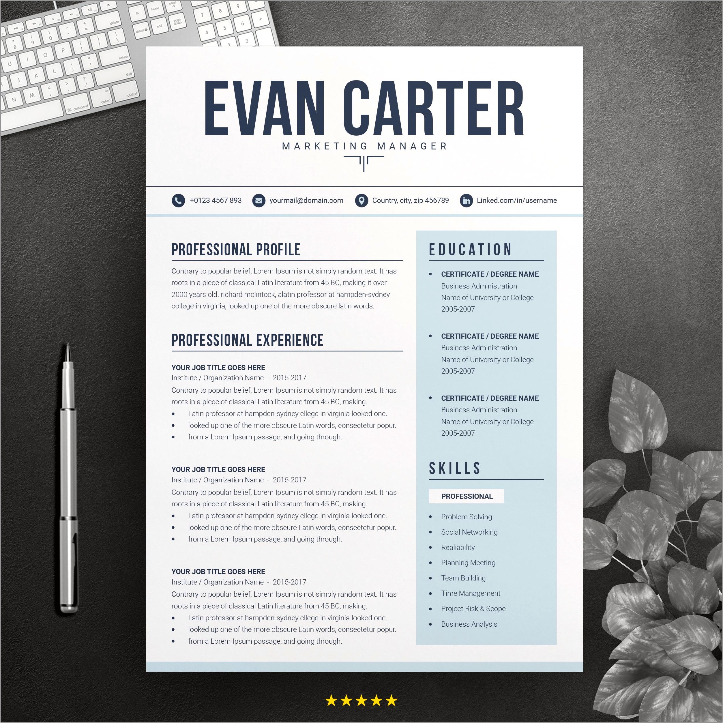 Free Modern Business Resume Template