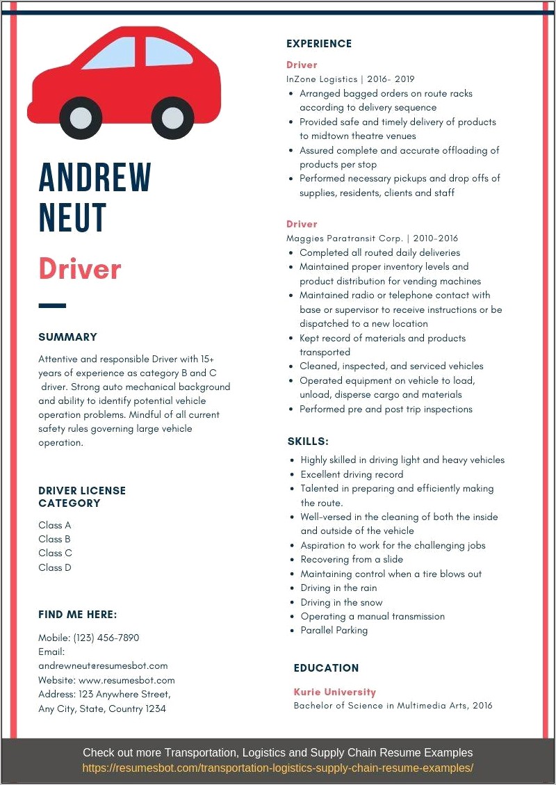 Free Resume Templates Cdl Driver