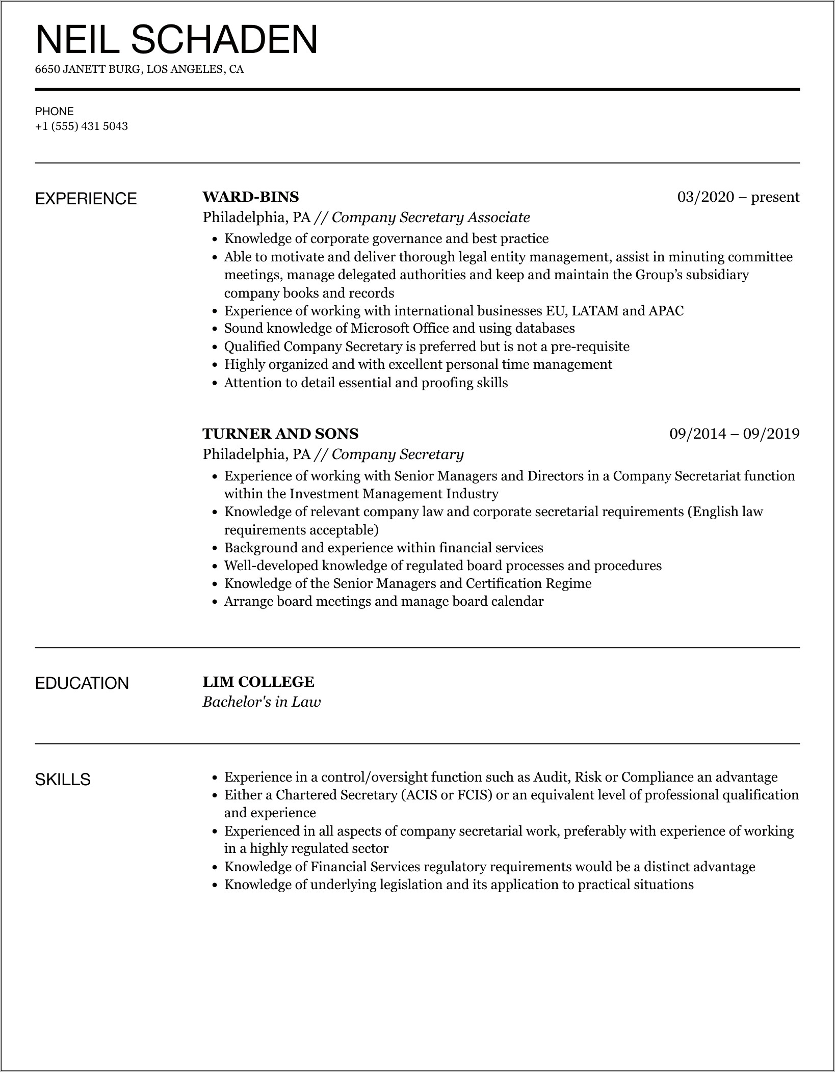 Functional Resume Samples For Secretaries