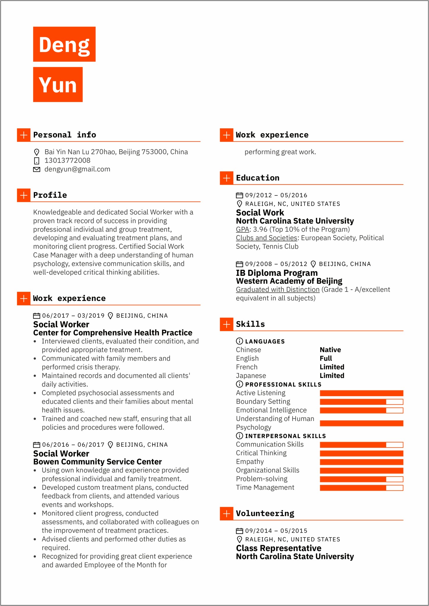 Functional Resume Social Worker Sample