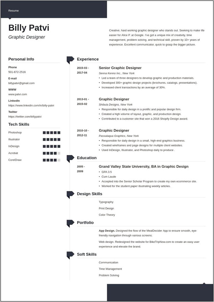 Graphic Design Resume Examples 2012