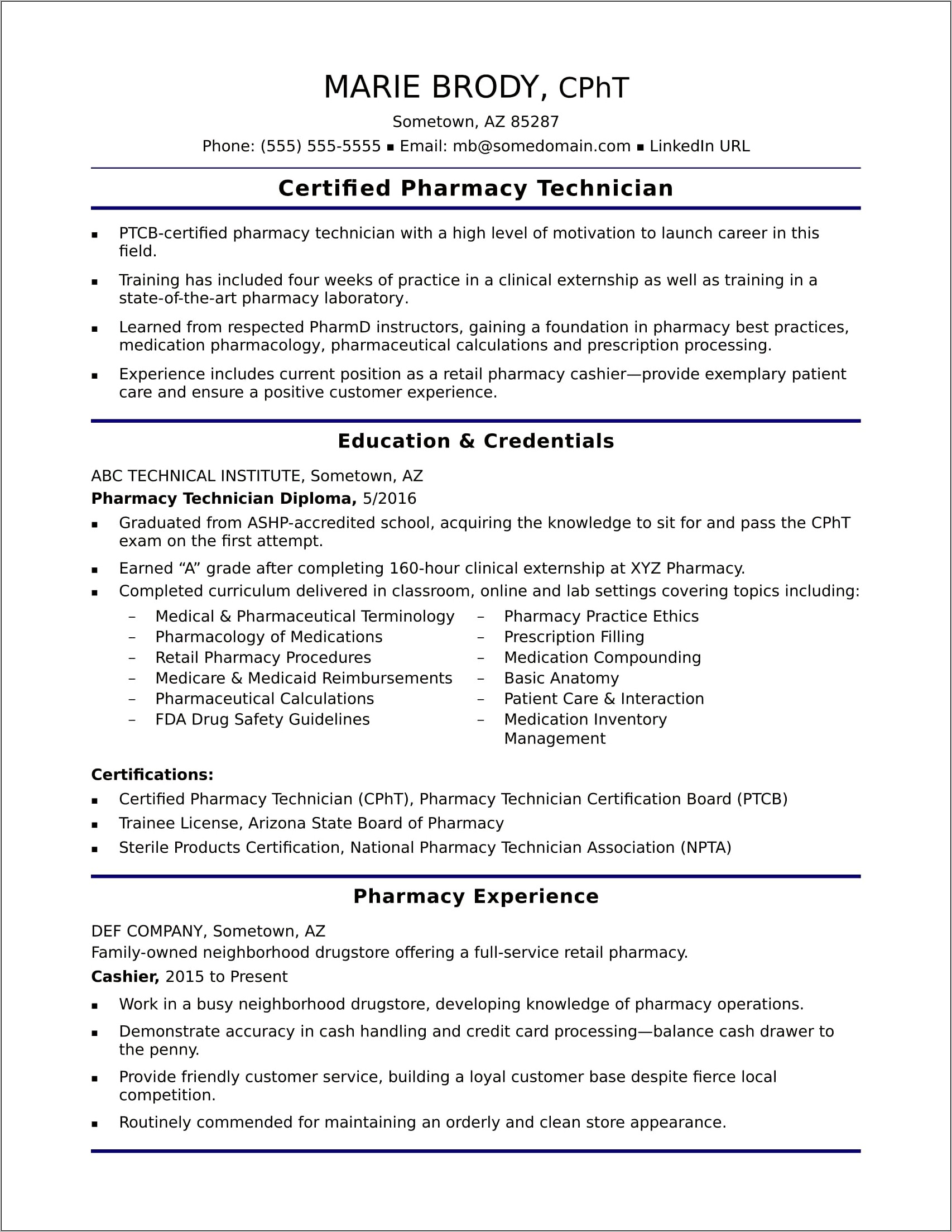 Health Care Technician Resume Objective