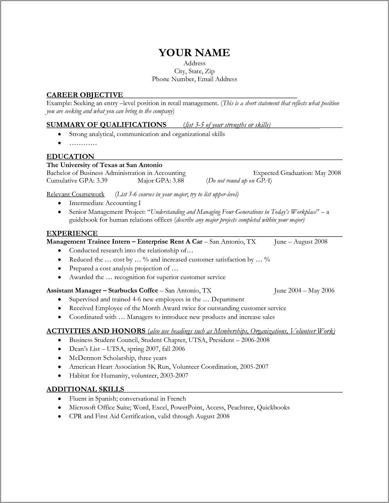 Job Resume Examples For Retails