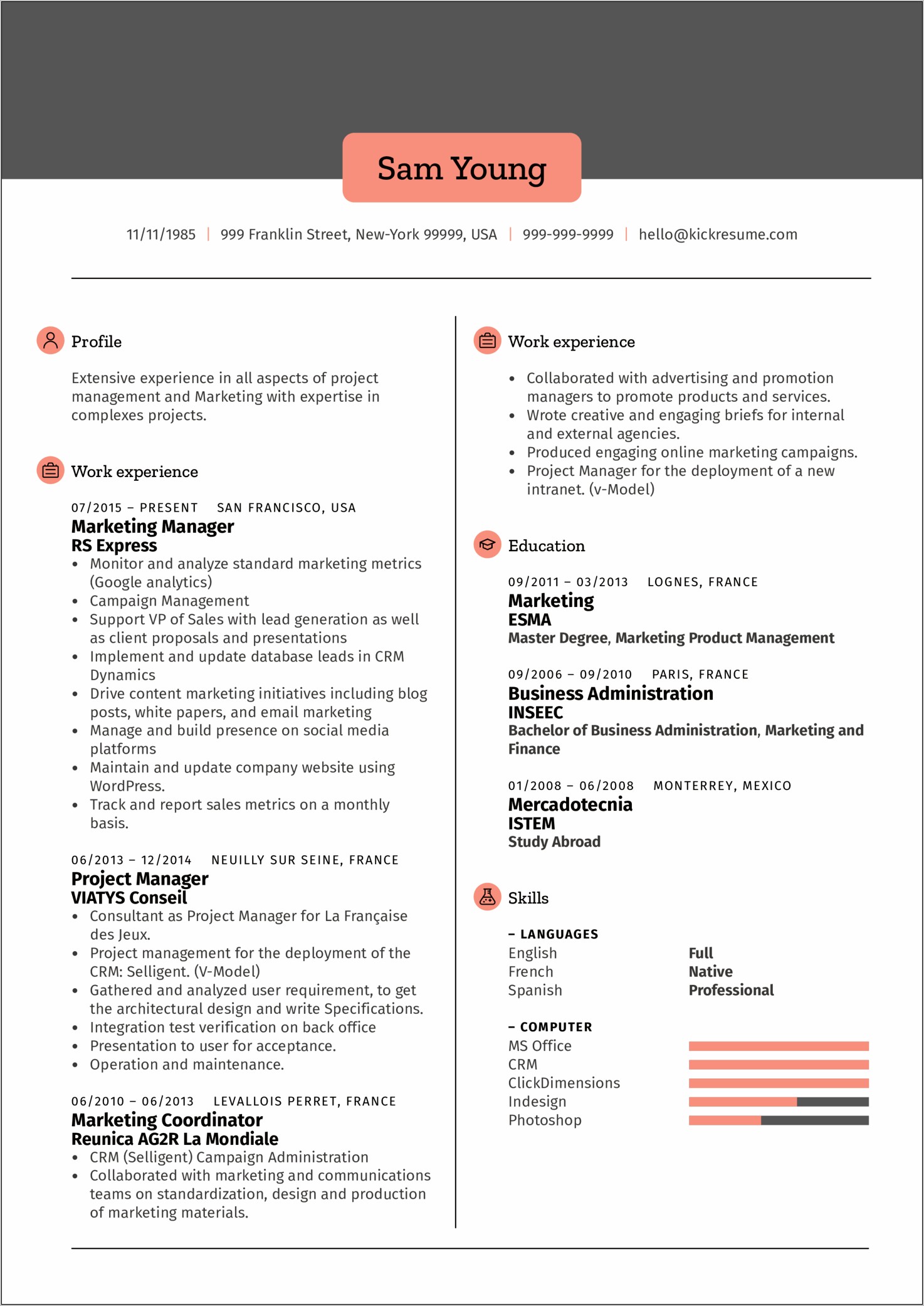 Marketing Manager For Doctors Resume