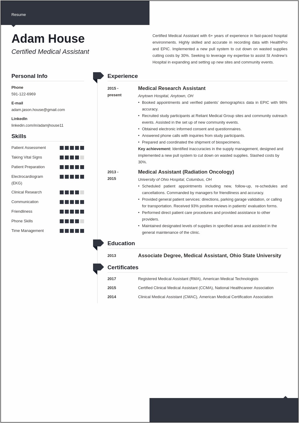 Medical Assistant Resume Skills Examples