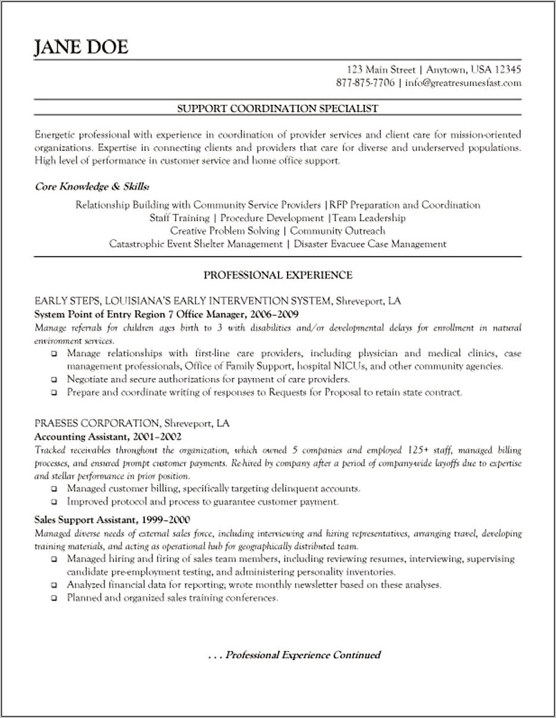 Non Medical Case Manager Resume