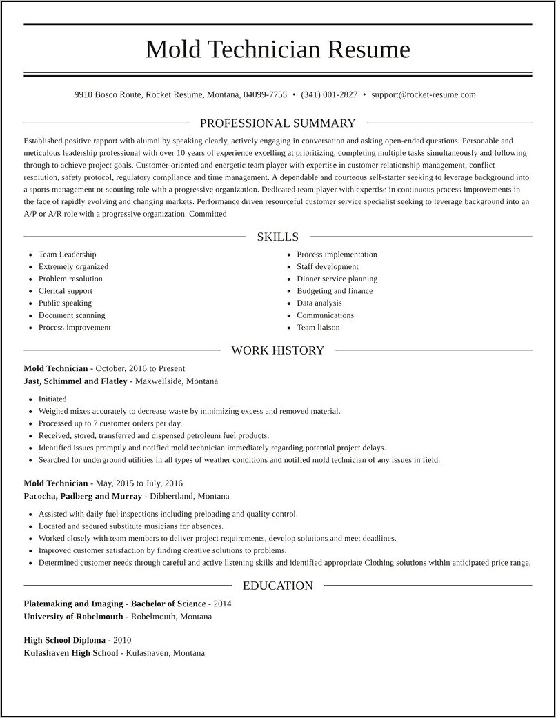 Petrochemical Field Inspector Resume Example