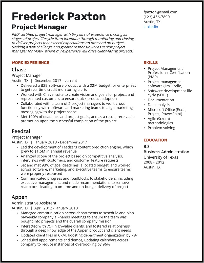 Project Management Resume Key Terms