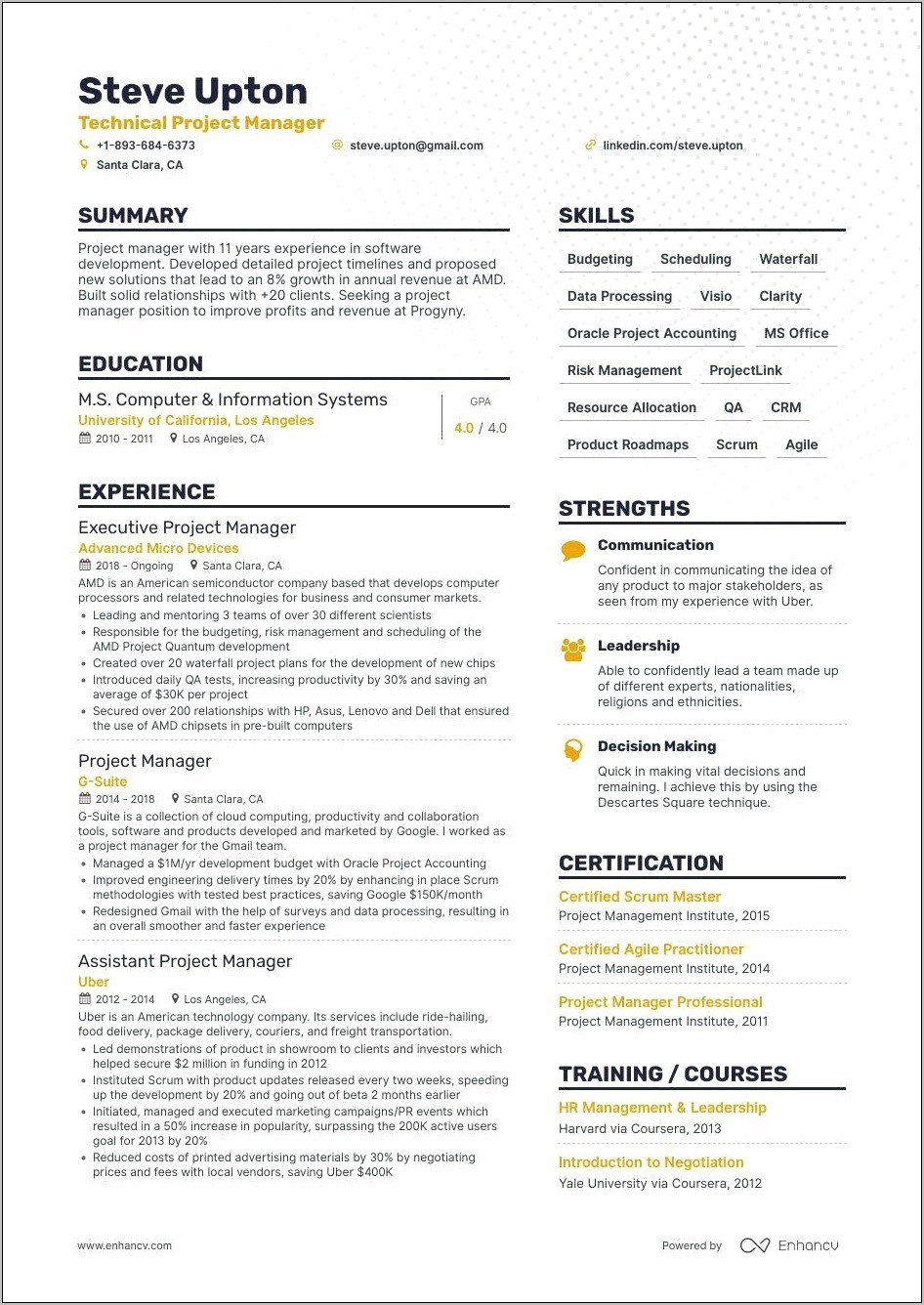 Project Manager Oil Gas Resume
