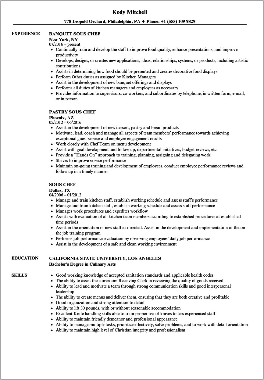 Raw Vegan Chef Example Resume