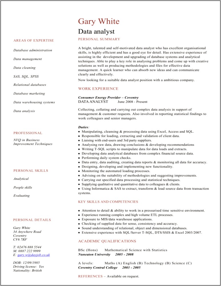 Research Analyst Resume Example Quantitative