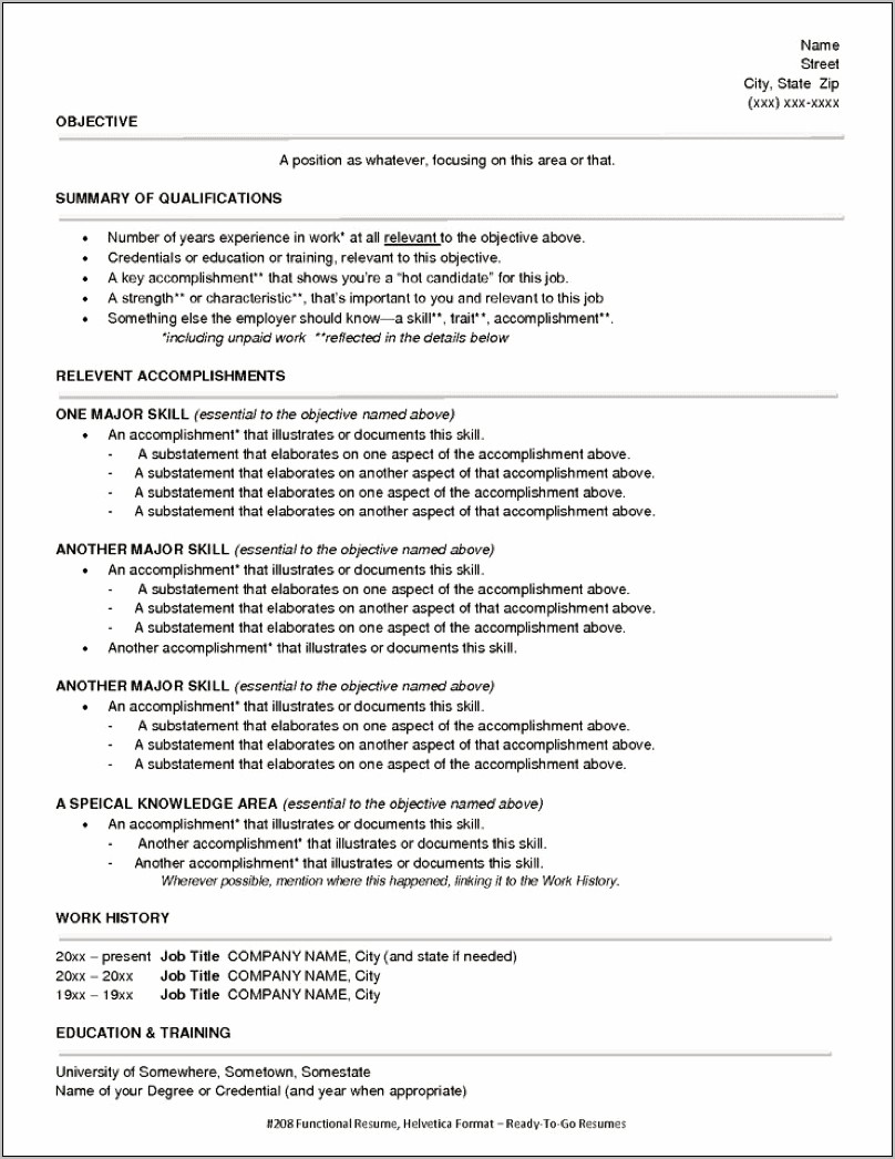 Resume Example Showing Training It