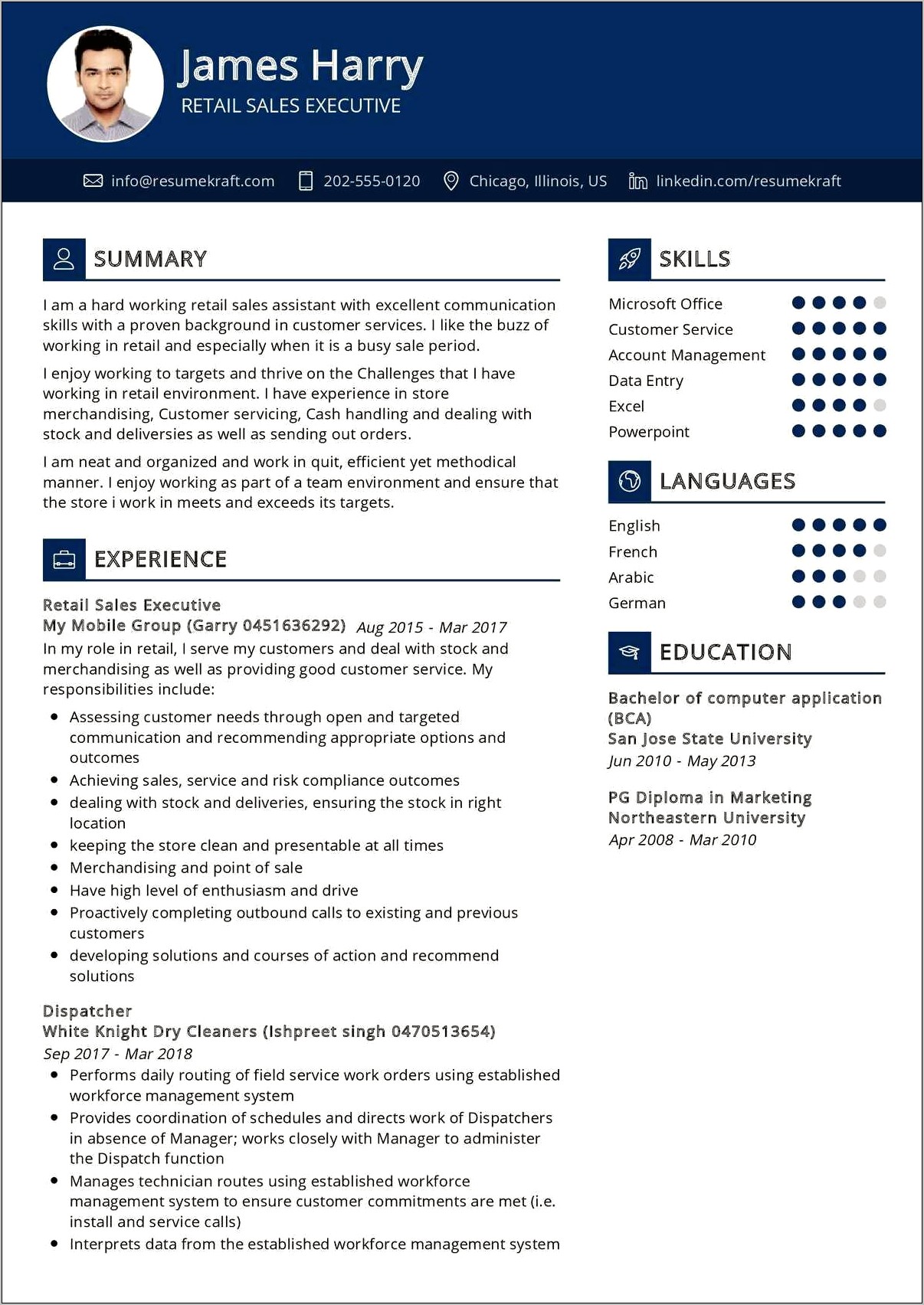 Resume Skills For Retail Assistant