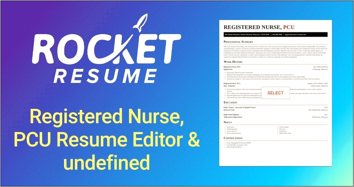 Sample Nursing Resume Cardiac Pcu