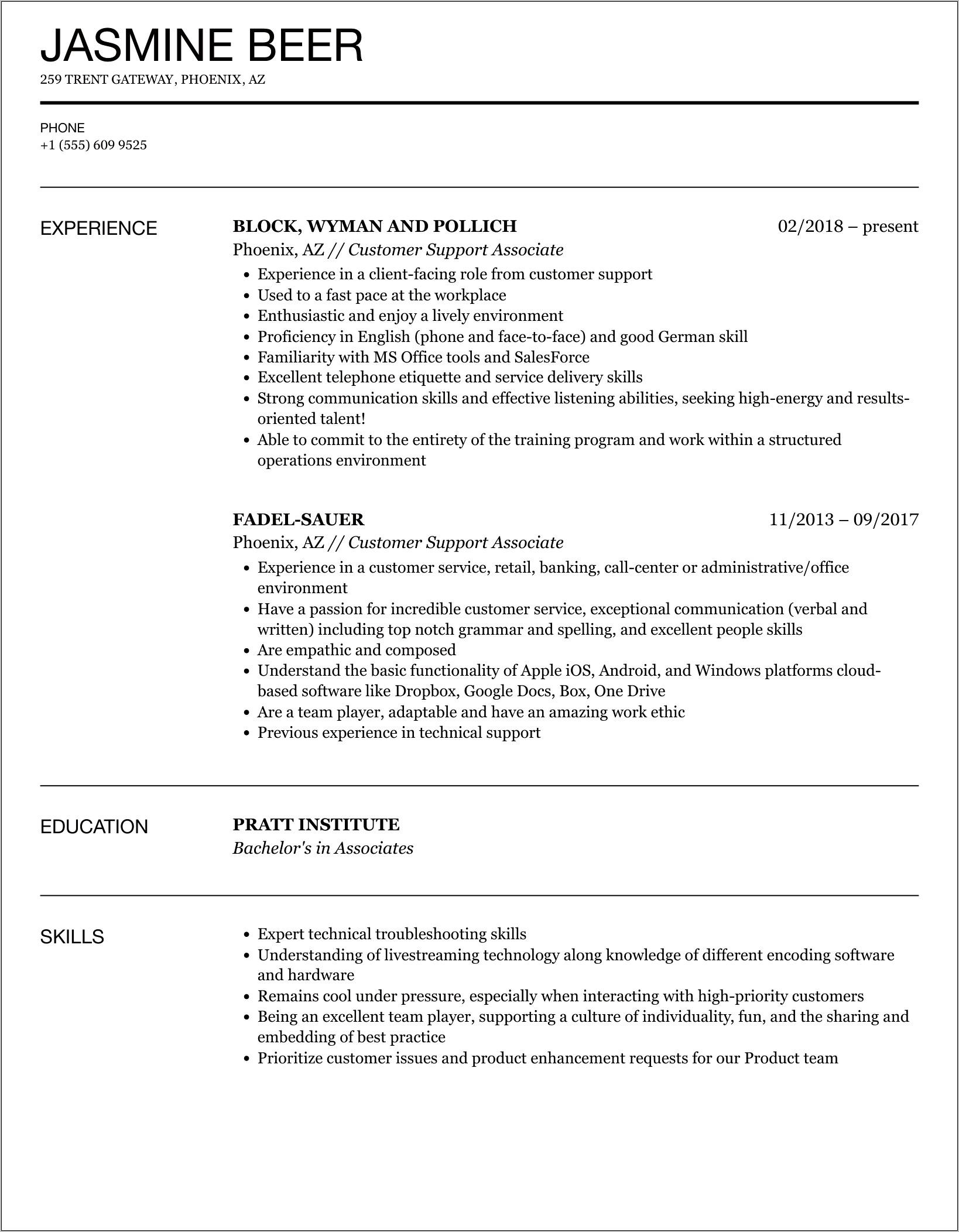 Sample Resume Customer Service Randstad