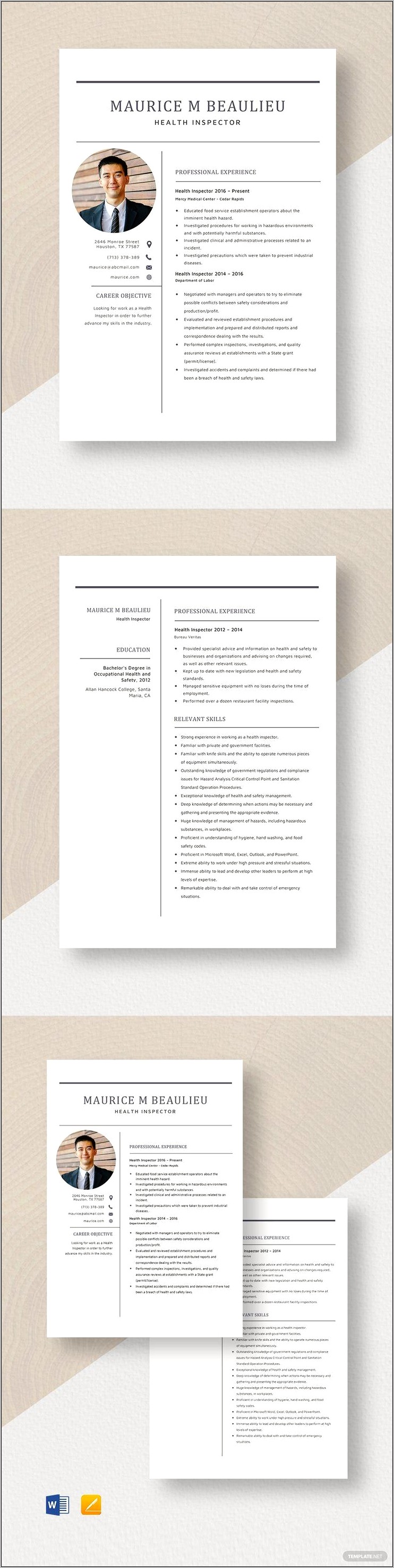 Sample Resume For Sanitary Inspector