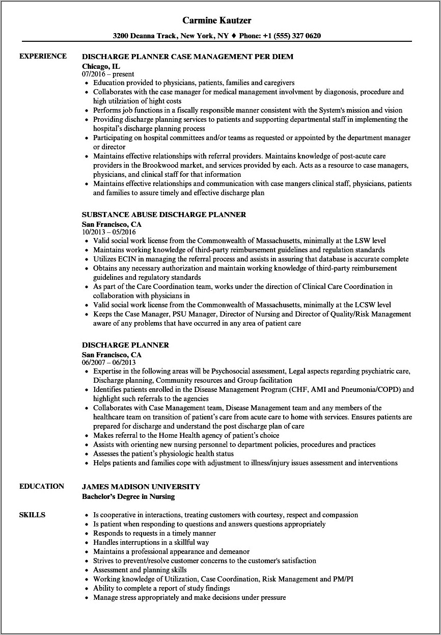 Sample Resume Hospital Discharge Certificate