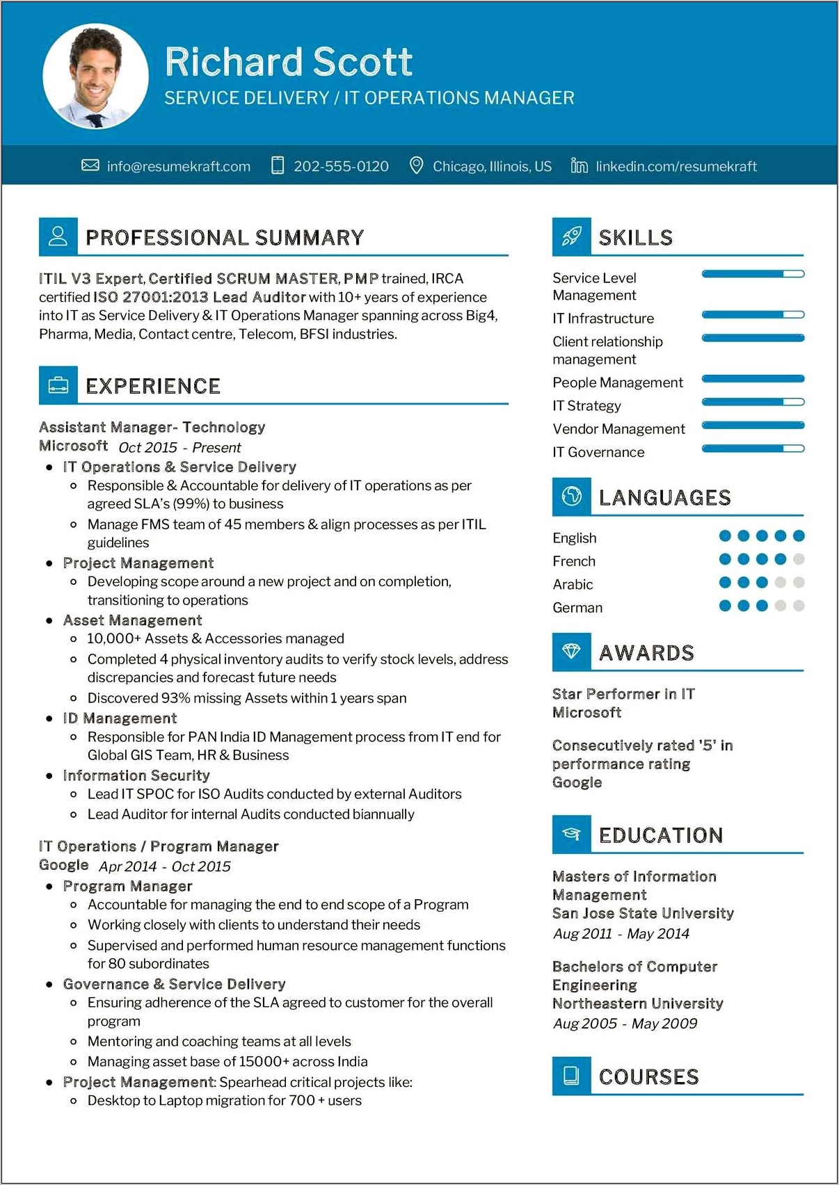 Service Delivery Manager Resume Objective