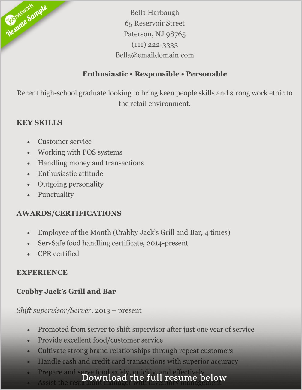 Skills As An Employee Resume