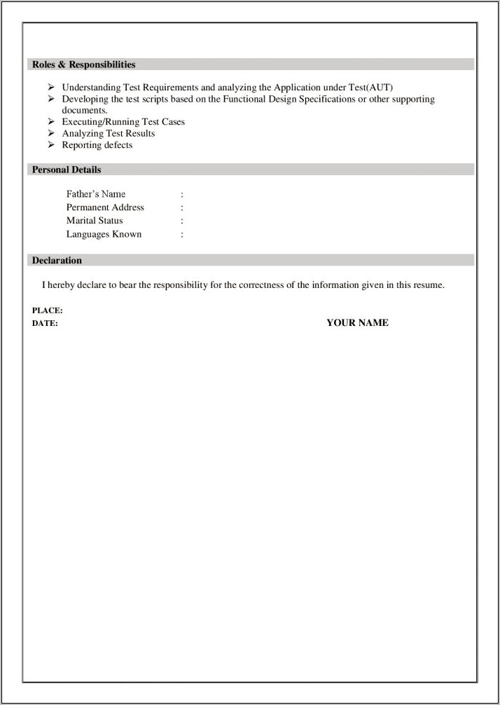 Testing Experience Resume Free Download