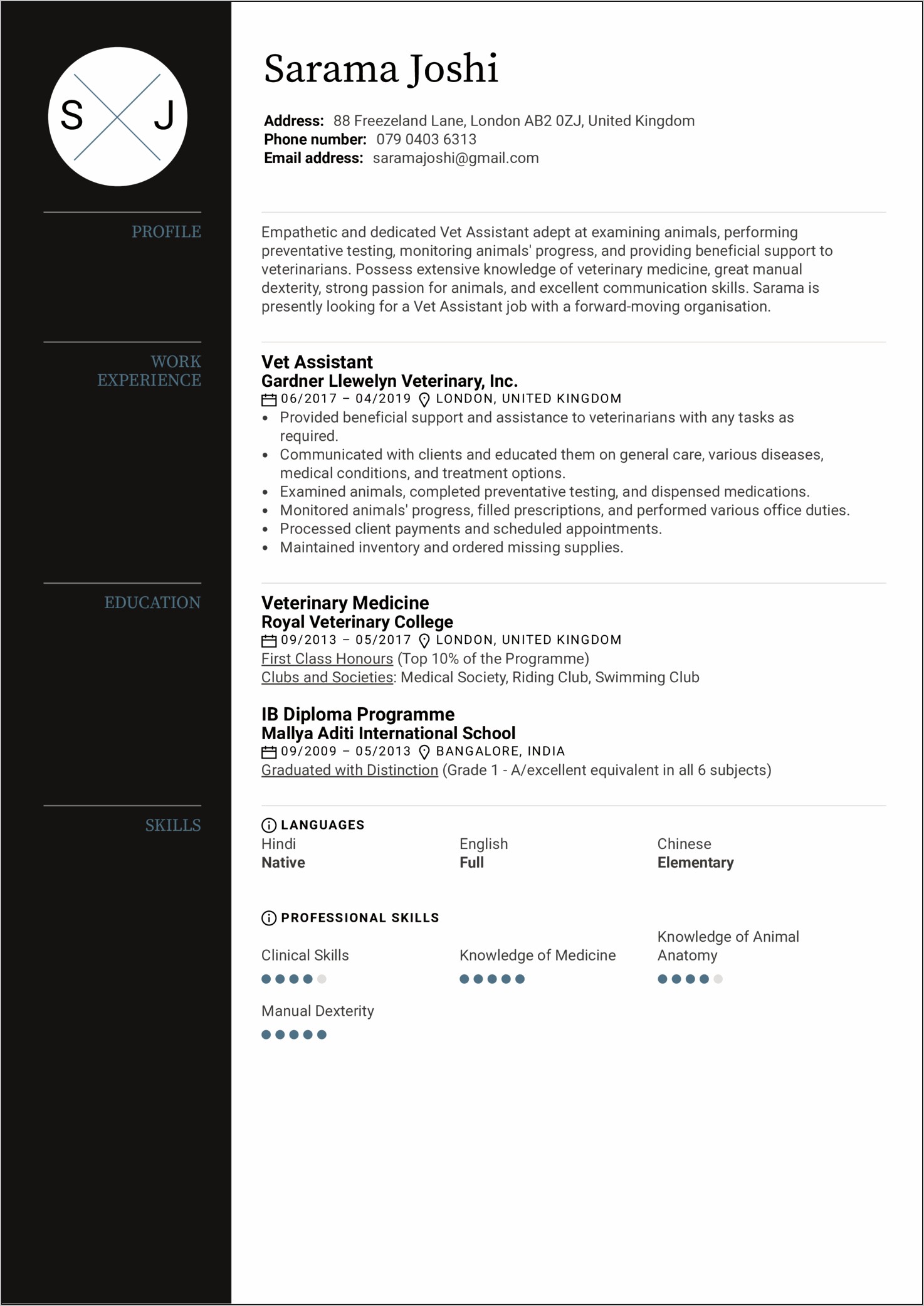 ﻿animal Care Technician Resume Sample