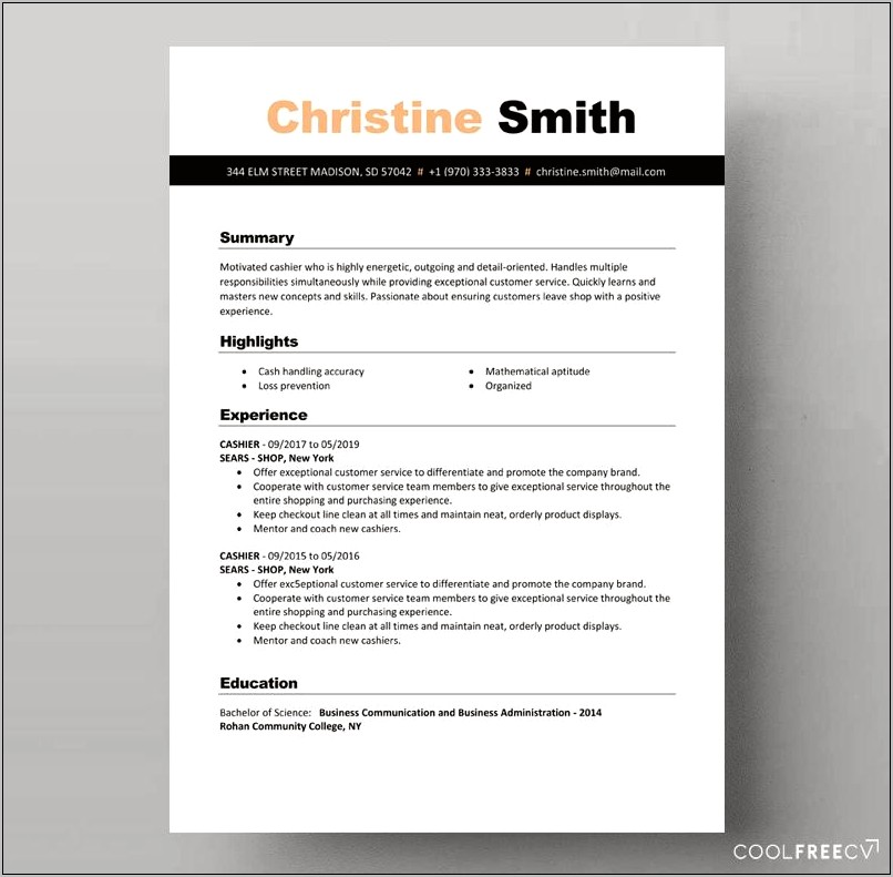 1 Year Experienced Resume Samples