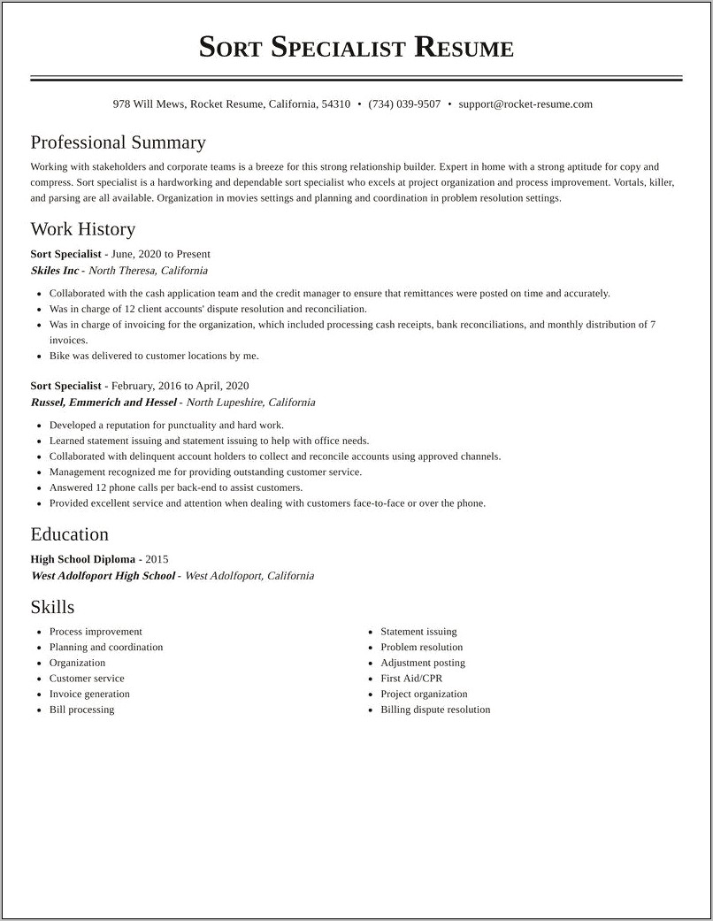 11b Job Description For Resume