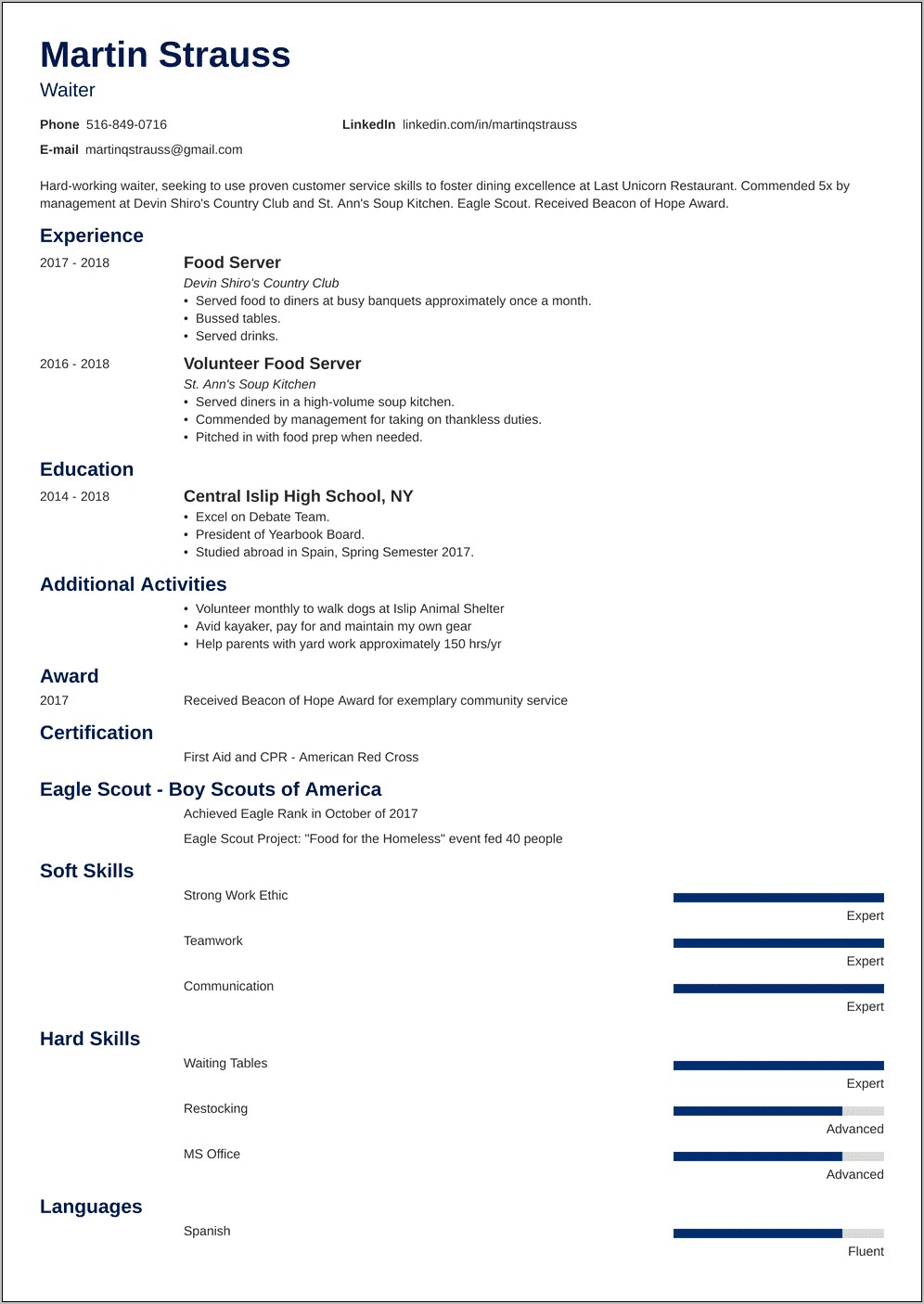 18 Year Old Resume Sample