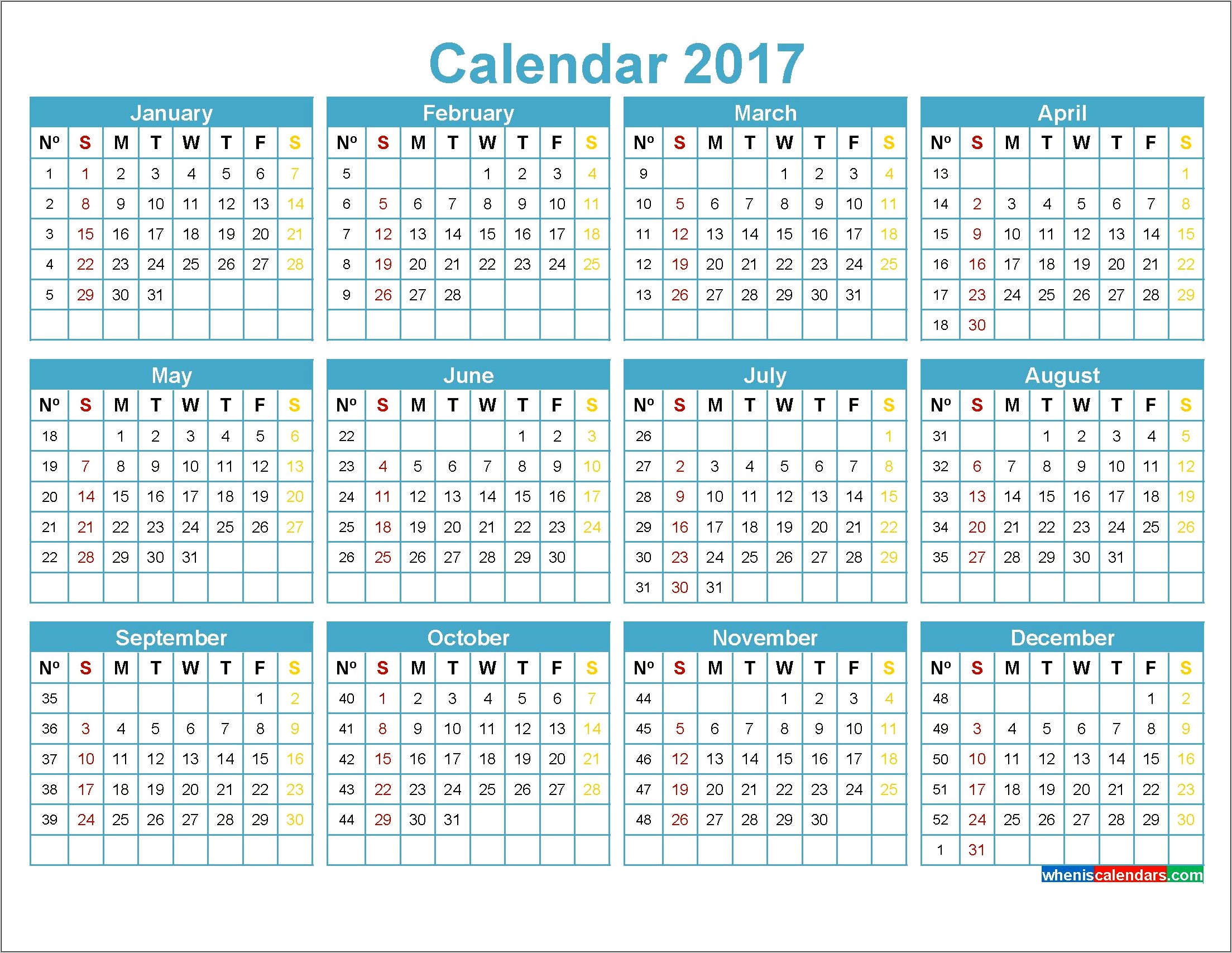 2017 Calendar Template That's Safe To Download