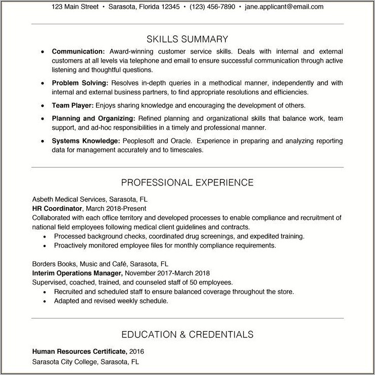 2018 Resume Examples With Skills