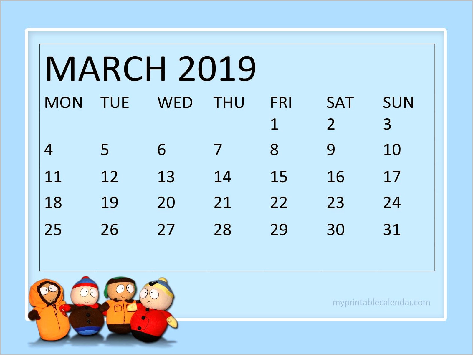 2019 Calendar Template Download Pretty March Printable