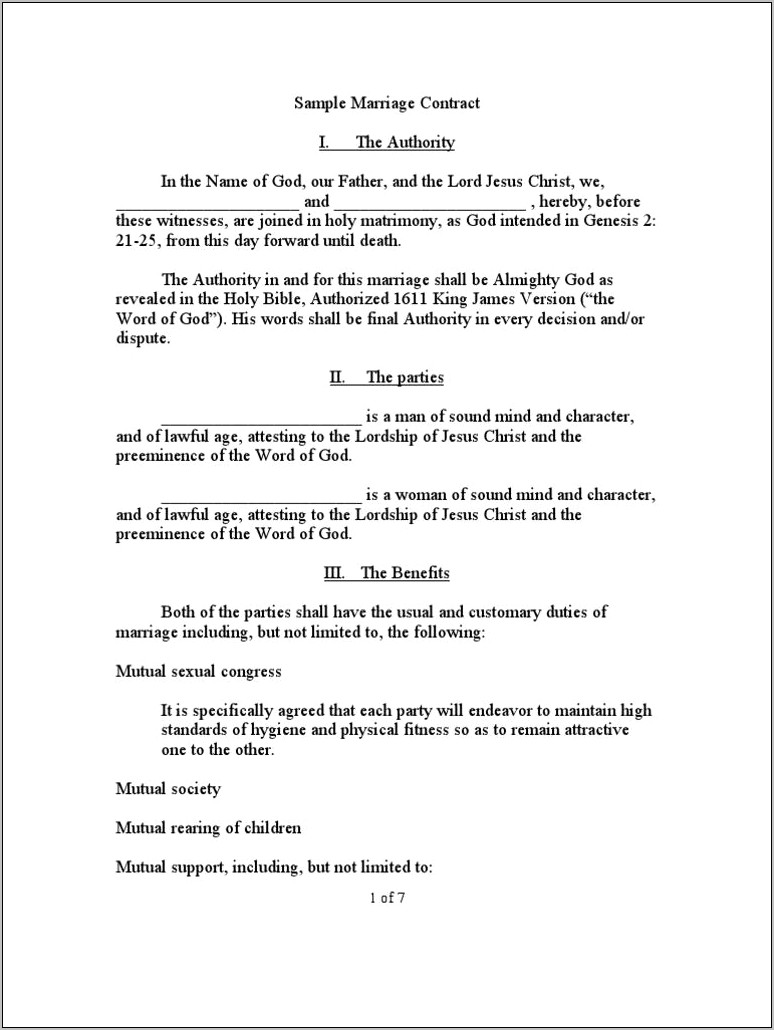 8 Sample Marriage Contract Template To Download